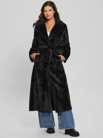 Manteau long en fausse fourrure Ada