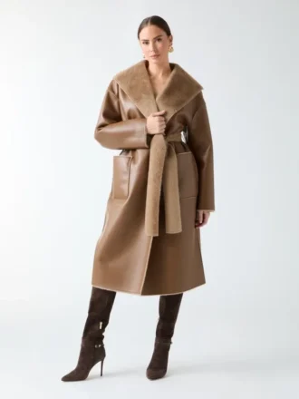 Manteau réversible en simili cuir Ines