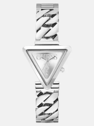 Montre analogique argentée à cornes triangulaires