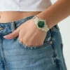 Montre analogique en acier inoxydable avec verre 32 mm
