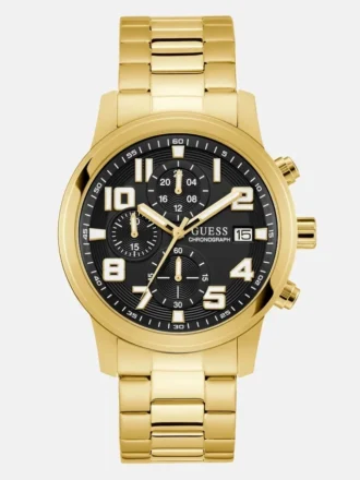 Montre chronographe dorée et noire