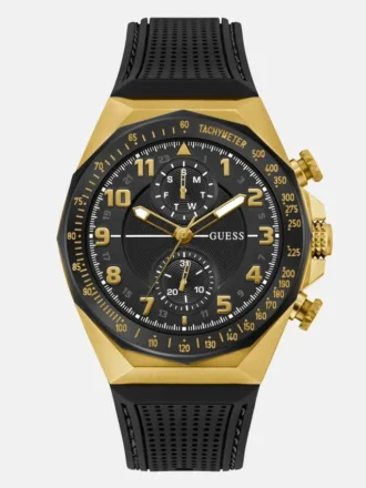 Montre chronographe en silicone noir et doré