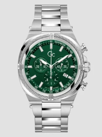 Montre chronographe Gc argentée et verte