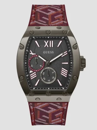 Montre multifonction G-Cube en cuir rouge