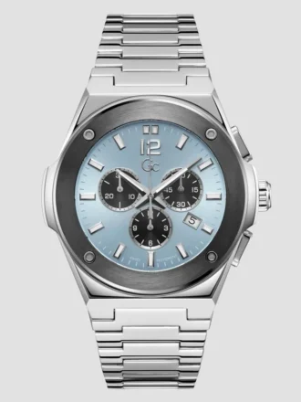 Montre multifonction Gc argentée et bleu clair