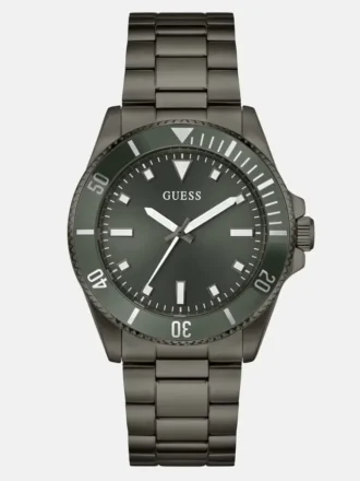 Montres analogiques argent foncé et verte
