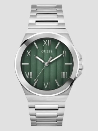 Montres analogiques argentées et vertes