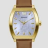 Montres analogiques en cuir doré et marron