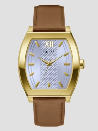 Montres analogiques en cuir doré et marron