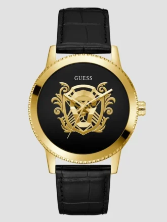 Montres analogiques en cuir doré et noir