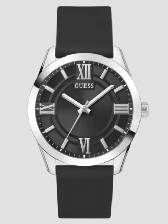 Montres analogiques en silicone noir et argenté