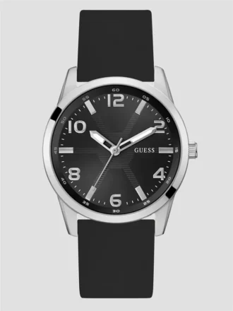 Montres analogiques en silicone noir et argenté