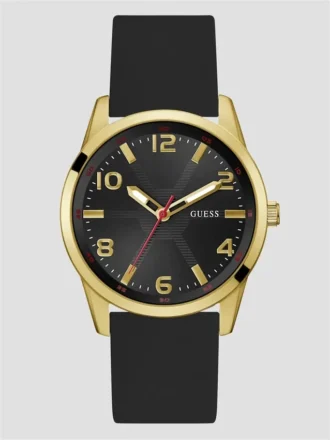 Montres analogiques en silicone noir et doré