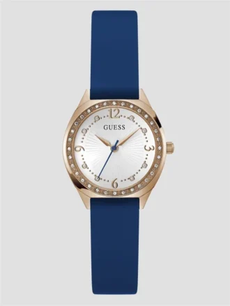Montres analogiques ton or rose et bleu