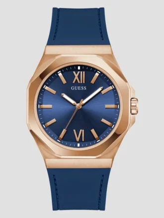 Montres analogiques ton or rose et bleu