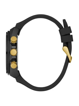Montres chronographes en silicone noir et mosaïque arc-en-ciel