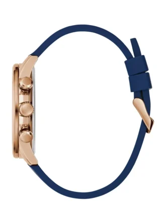 Montres chronographiques en silicone bleu et ton or rose