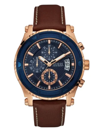 Montres de sport en cuir marron et doré