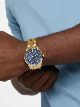 Montres multifonction bicolores dorées et bleues
