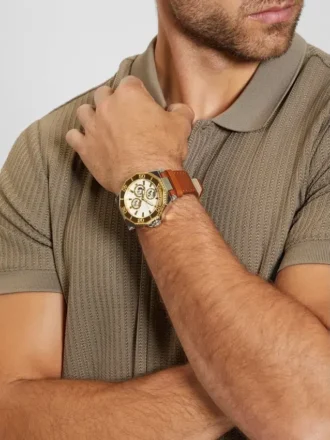 Montres multifonction bicolores et en cuir marron