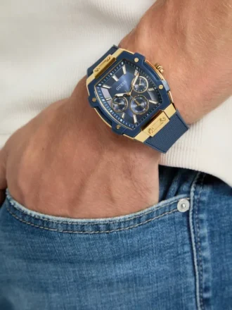 Montres multifonction dorées et bleues