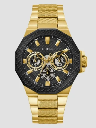 Montres multifonction dorées et noires texturées