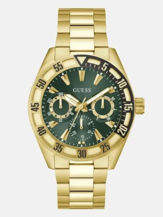 Montres multifonction dorées et vertes