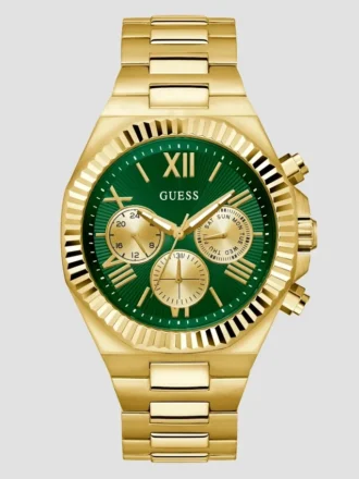 Montres multifonction dorées et vertes