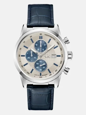 Montres multifonction en cuir argenté