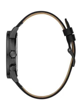 Montres multifonction en cuir noir