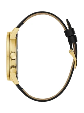 Montres multifonction en cuir noir et doré