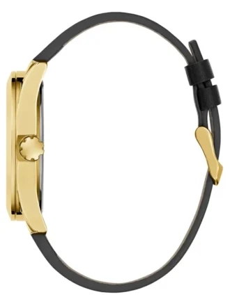 Montres multifonction en cuir noir et doré