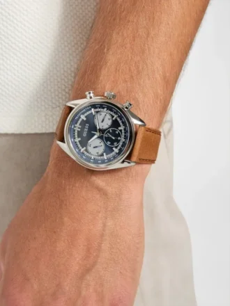 Montres multifonction en daim bicolore
