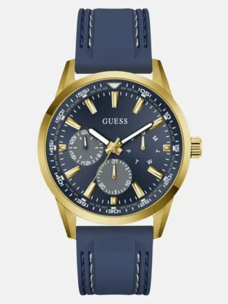 Montres multifonction en silicone bleu et doré