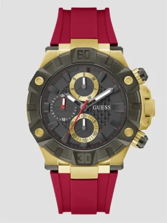 Montres multifonction en silicone doré et rouge