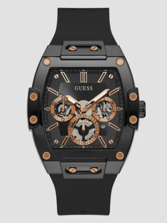 Montres multifonction en silicone noir et doré rose