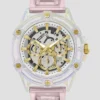 Montres multifonction en silicone rose et blanche