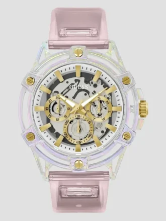 Montres multifonction en silicone rose et blanche