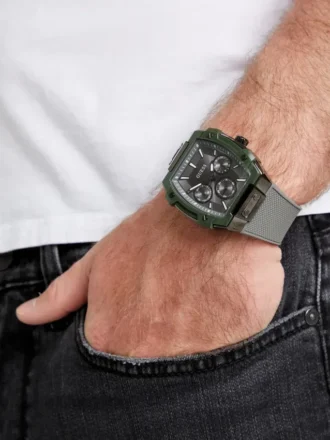 Montres multifonction en silicone vert et gris