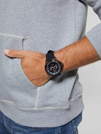 Montres multifonction noires et roses