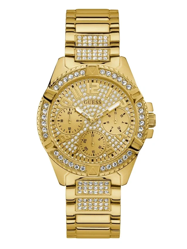 Montres multifonctionnelles dorées ornées de strass Montres multifonctionnelles dorées ornées de strass