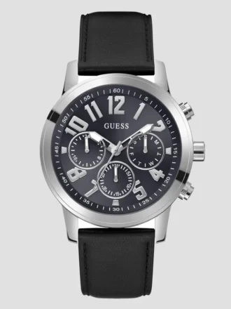 Montres multifonctionnelles en cuir argenté
