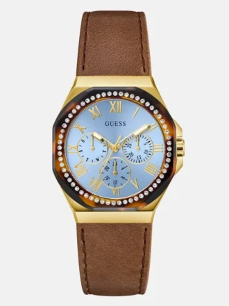 Montres multifonctionnelles en cuir multicolore et marron