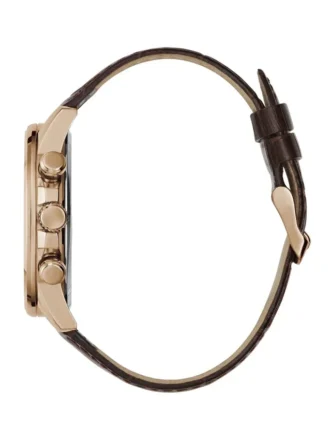Montres multifonctionnelles en or rose et cuir marron
