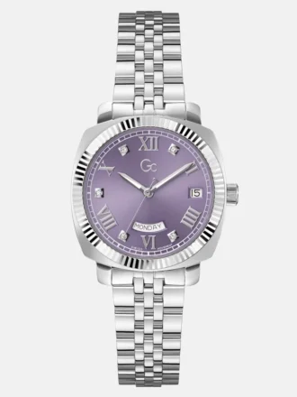 Montres multifonctionnelles Gc argentées et violettes
