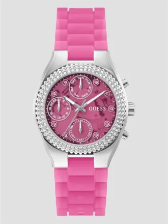 Montres multifonctionnelles roses et argentées