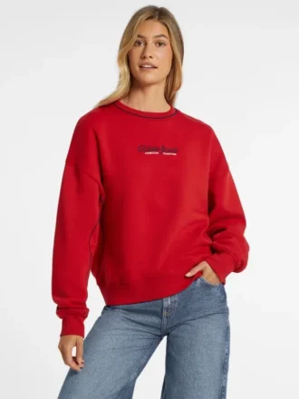 Oversize Sweatshirt with Contrast Piping and Logo