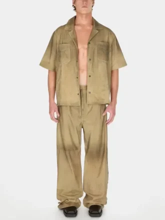 Pantalon ample en daim avec boutons-pression
