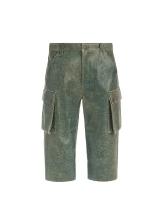 Pantalon cargo en cuir craquelé