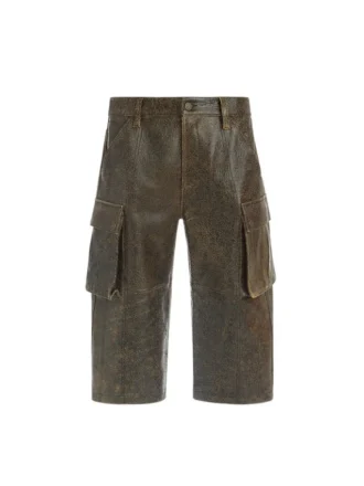 Pantalon cargo en cuir craquelé